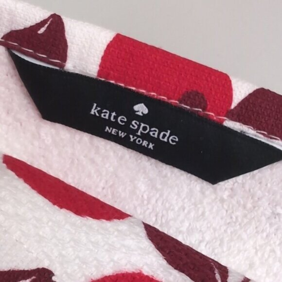 KATE SPADE Kitchen Towel Set 5 Pairs Dish Towels Cherry Plaid Chevron Print Red - Picture 11 of 13